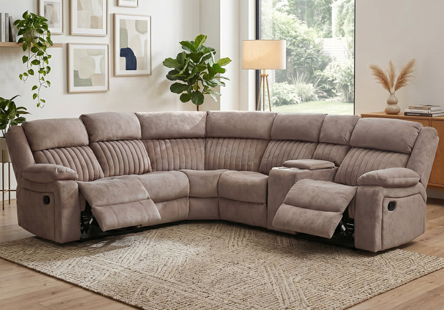 Morgan Manual Recliner Corner Sofa With Console in Taupe