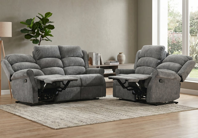 Regency 3 Seater + 2 Seater Manual Recliner Sofa Set – Anthracite