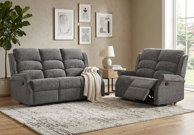 Regency 3 Seater + 2 Seater Manual Recliner Sofa Set – Anthracite