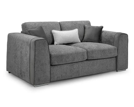 Naples 2 Seater Sofa - Grey upholstered in soft chenille fabric for ultimate comfort. Featuring removable seat and back cushions with removable covers, Fabric band detail around the arm of the sofa