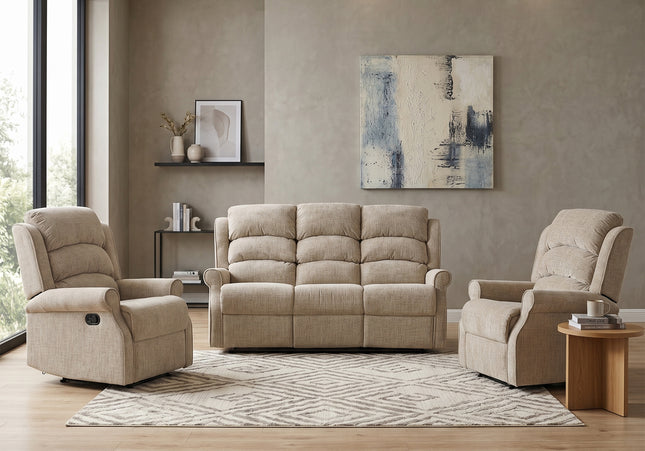 Regency 3 Seater + Armchair + Armchair Manual Recliner Sofa Set – Rabbit