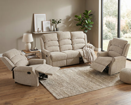 Regency 3 Seater + Armchair + Armchair Manual Recliner Sofa Set – Rabbit