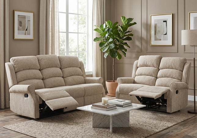 Regency 3 Seater + 2 Seater Manual Recliner Sofa Set – Rabbit