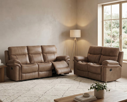 Richmond 3 Seater + 2 Seater Manual Recliner Sofa Set – Sahara
