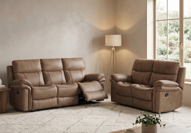 Richmond 3 Seater + 2 Seater Manual Recliner Sofa Set – Sahara