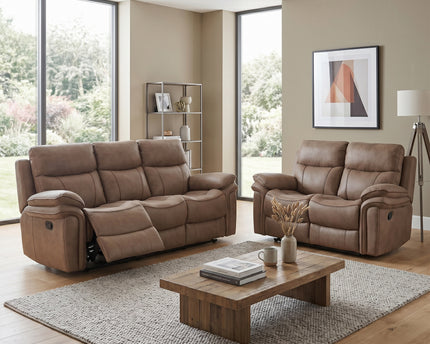 Richmond 3 Seater + 2 Seater Manual Recliner Sofa Set – Sahara