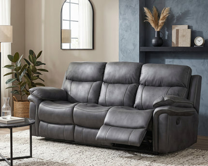 Richmond 3 Seater Manual Recliner Sofa – Charcoal
