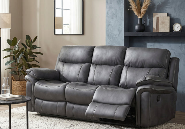 Richmond 3 Seater Manual Recliner Sofa – Charcoal