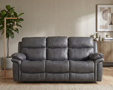 Richmond 3 Seater + Armchair + Armchair Manual Recliner Sofa Set – Charcoal