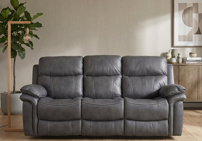 Richmond 3 Seater + Armchair + Armchair Manual Recliner Sofa Set – Charcoal