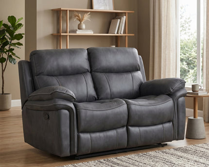 Richmond 2 Seater Manual Recliner Sofa – Charcoal