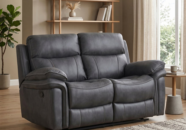 Richmond 2 Seater Manual Recliner Sofa – Charcoal