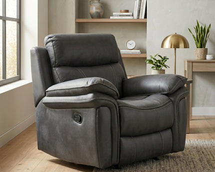 Richmond 3 Seater + Armchair + Armchair Manual Recliner Sofa Set – Charcoal