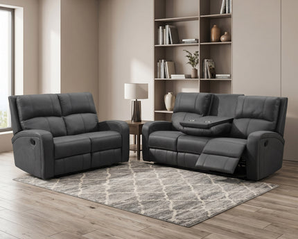 Silverton 3 Seater + 2 Seater Manual Recliner Sofa Set – Dark Grey