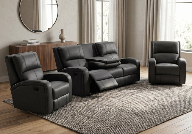 Silverton 3 Seater + Armchair + Armchair Manual Recliner Sofa Set – Dark Grey