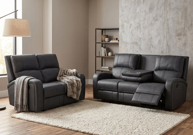 Silverton 3 Seater + 2 Seater Manual Recliner Sofa Set – Dark Grey