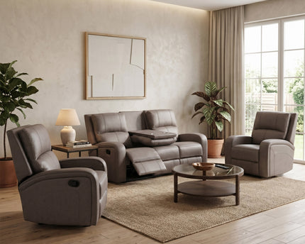 Silverton 3 Seater + Armchair + Armchair Manual Recliner Sofa Set – Taupe