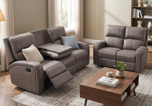 Silverton 3 Seater + 2 Seater Manual Recliner Sofa Set – Taupe