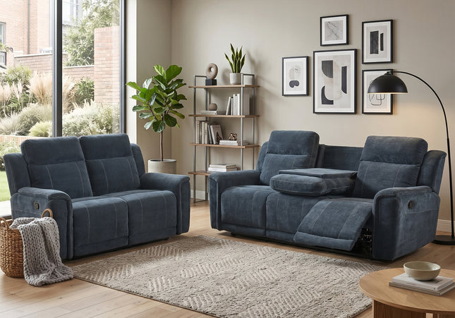 Somerton 3 Seater + 2 Seater Manual Recliner Sofa Set – Dark Grey