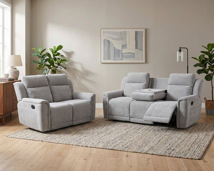 Somerton 3 Seater + 2 Seater Manual Recliner Sofa Set – Light Grey