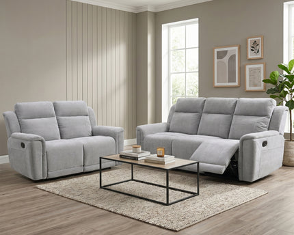 Somerton 3 Seater + 2 Seater Manual Recliner Sofa Set – Light Grey