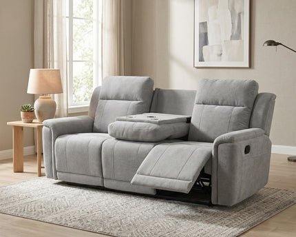 Somerton 3 Seater Manual Recliner Sofa – Light Grey