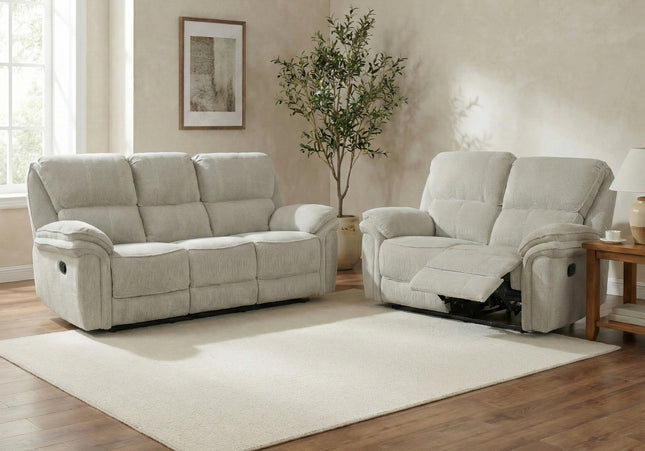 Westbury 3 Seater + 2 Seater Manual Recliner Sofa Set – Beige