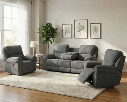 Westbury 3 Seater + Armchair + Armchair Manual Recliner Sofa Set – Grey