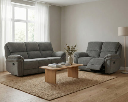 Westbury 3 Seater + 2 Seater Manual Recliner Sofa Set – Grey
