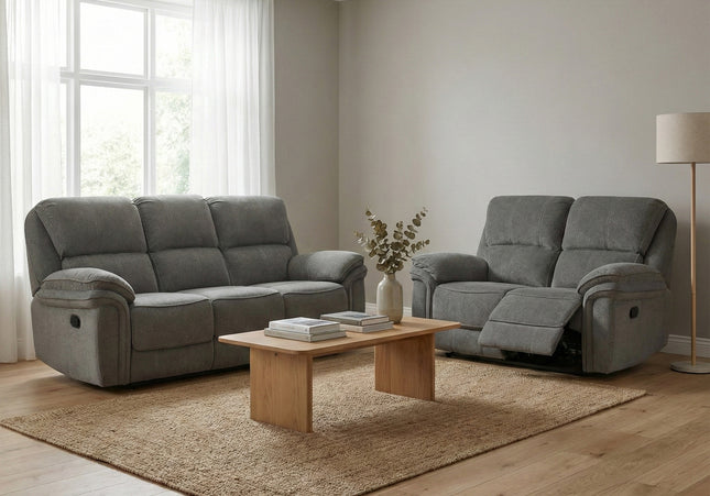 Westbury 3 Seater + 2 Seater Manual Recliner Sofa Set – Grey