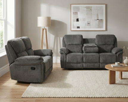 Westbury 3 Seater + 2 Seater Manual Recliner Sofa Set – Grey