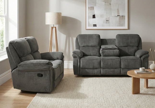 Westbury 3 Seater + 2 Seater Manual Recliner Sofa Set – Grey