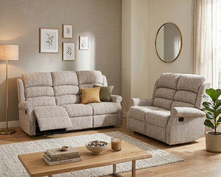 Windsor 3 Seater + 2 Seater Manual Recliner Sofa Set – Natural