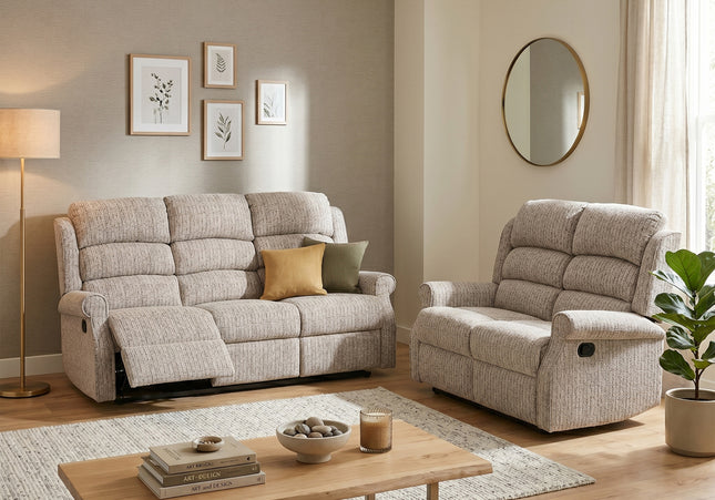 Windsor 3 Seater + 2 Seater Manual Recliner Sofa Set – Natural