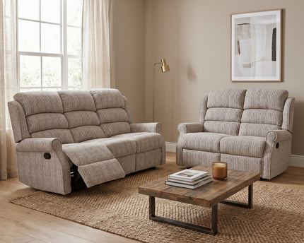 Windsor 3 Seater + 2 Seater Manual Recliner Sofa Set – Natural
