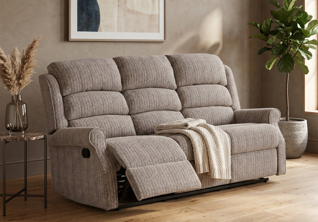 Windsor 3 Seater Manual Recliner Sofa – Natural