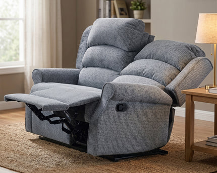 Windsor 2 Seater Manual Recliner Sofa – Steel Blue