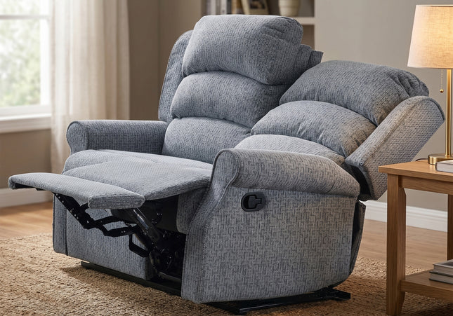 Windsor 2 Seater Manual Recliner Sofa – Steel Blue