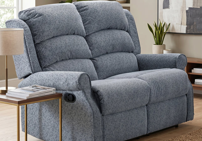Windsor 2 Seater Manual Recliner Sofa – Steel Blue
