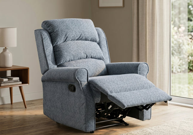 Windsor Manual Recliner Armchair – Steel Blue