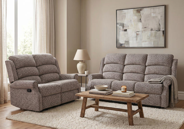 Windsor 3 Seater + 2 Seater Manual Recliner Sofa Set – Latte