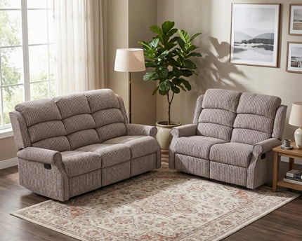Windsor 3 Seater + 2 Seater Manual Recliner Sofa Set – Latte