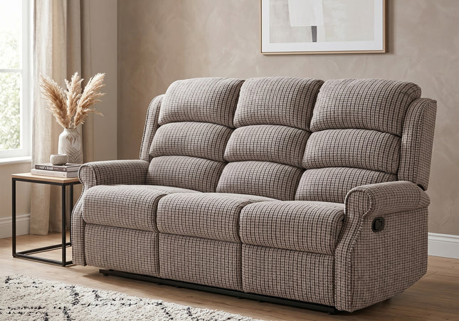Windsor 3 Seater Manual Recliner Sofa – Latte