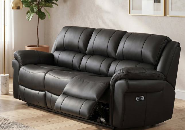 Farnham Ultra 3 Seater + 2 Seater Fabric Power Recliner Sofa Set  – Black