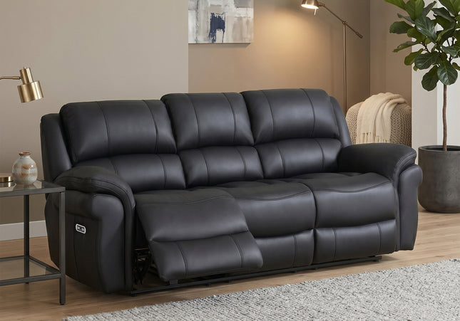Farnham Ultra 3 Seater Fabric Power Recliner Sofa  – Black
