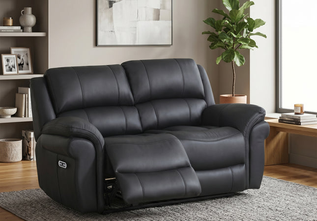Farnham Ultra 2 Seater Fabric Power Recliner Sofa  – Black