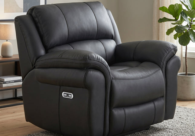 Farnham Ultra 3 Seater + Armchair + Armchair Fabric Power Recliner Sofa Set – Black