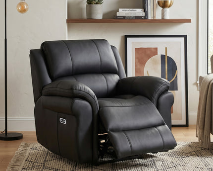 Farnham Ultra Fabric Power Recliner Armchair – Black