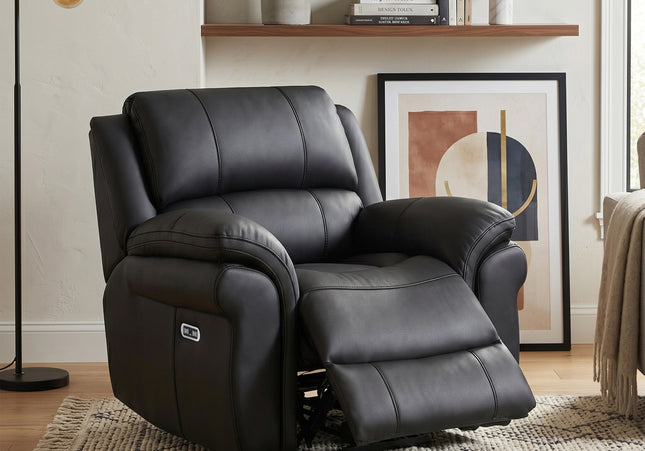 Farnham Ultra Fabric Power Recliner Armchair – Black