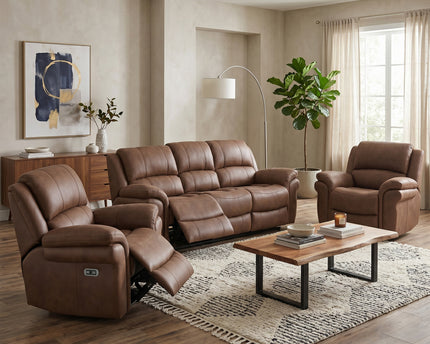 Farnham Ultra 3 Seater + Armchair + Armchair Fabric Power Recliner Sofa Set – Tan